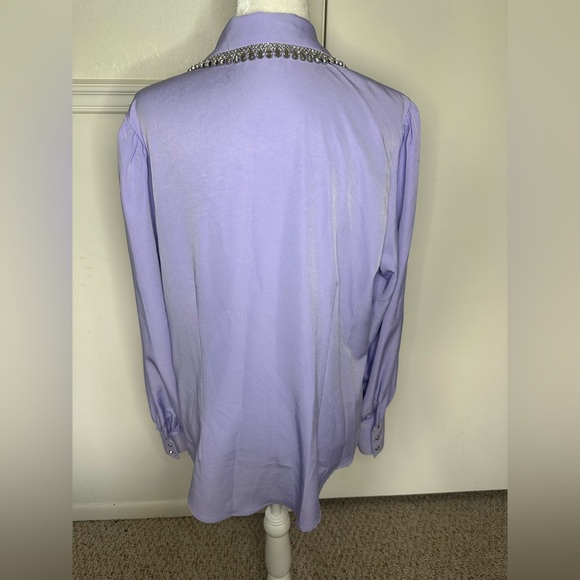 Boston Proper Crystal Embellished Collar Victoria Chic Drama Sleeve Shirt XL - Picture 5 of 13